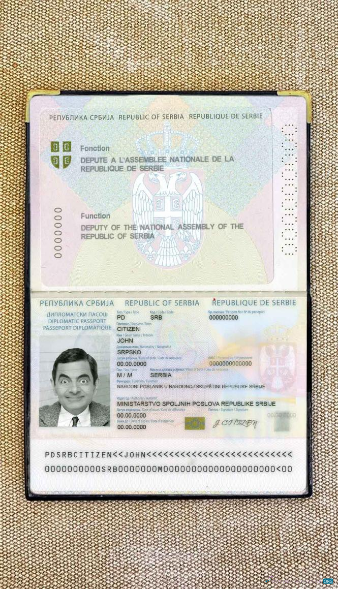 Download Serbia diplomatic passport (2008 2016) photo look Photoshop template